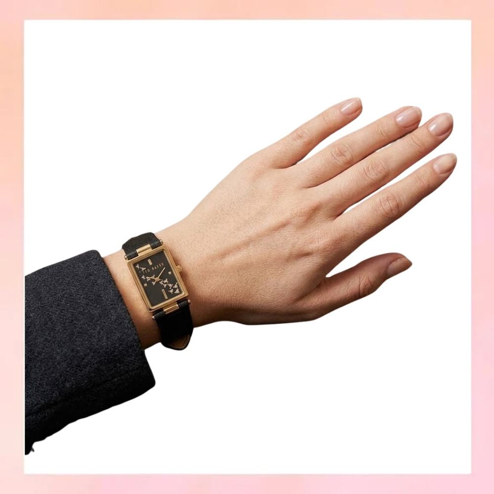 Ted Baker London Black Leather Crystal Watch